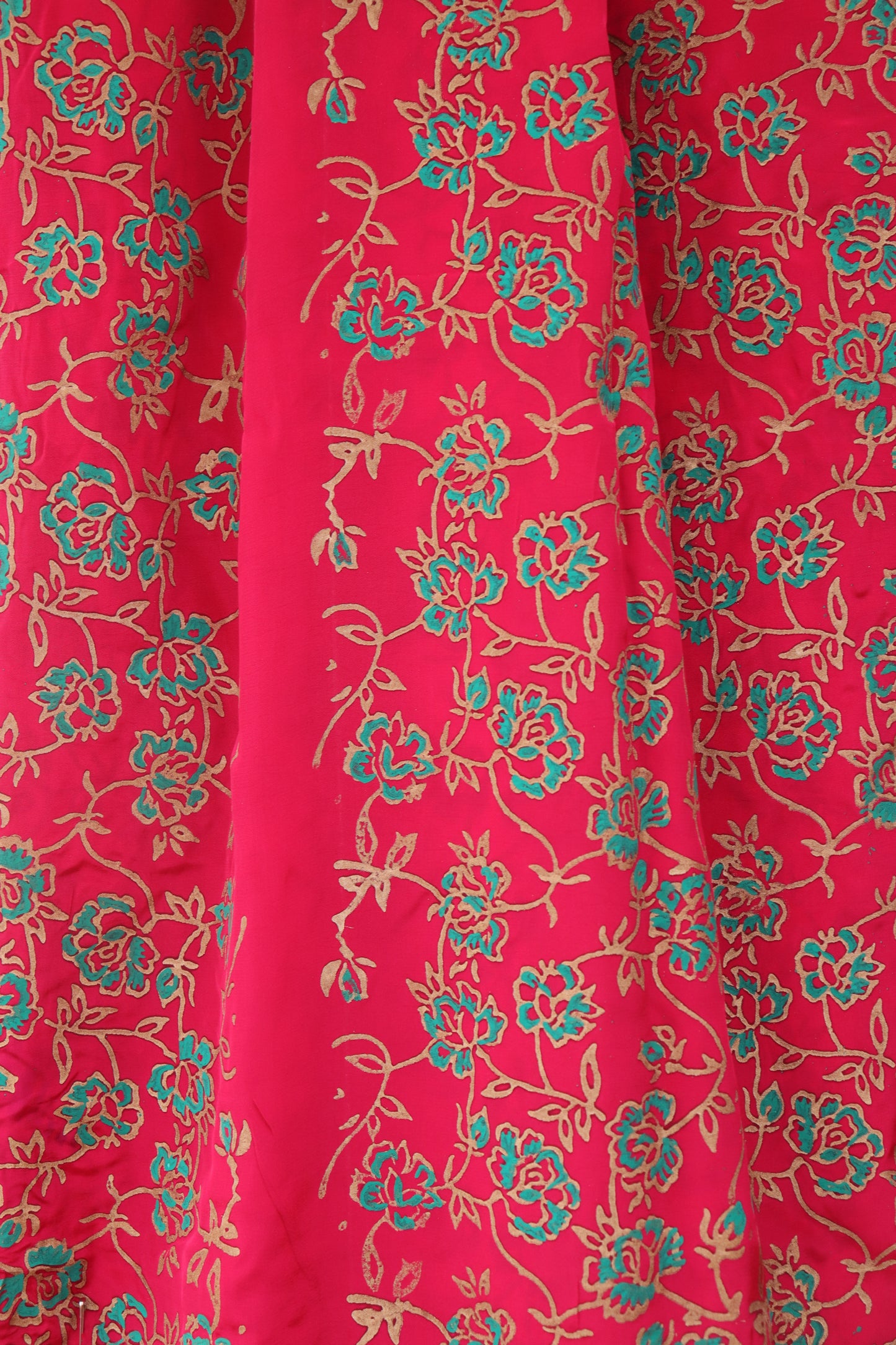 3 piece Hot pink coloured suit intricately hand-blocked with a touch of thread on it