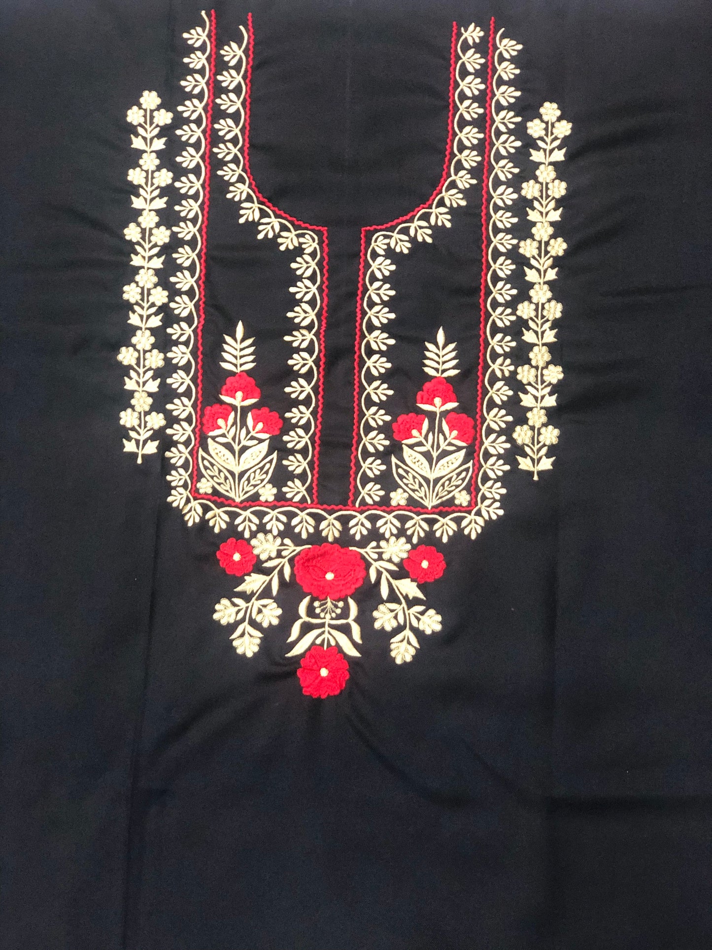 Winter special: 3 piece suit intricately hand-blocked dupatta with embroidery