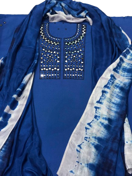 Winter special: 3 piece suit intricately double died  dupatta with embroidery on shirt