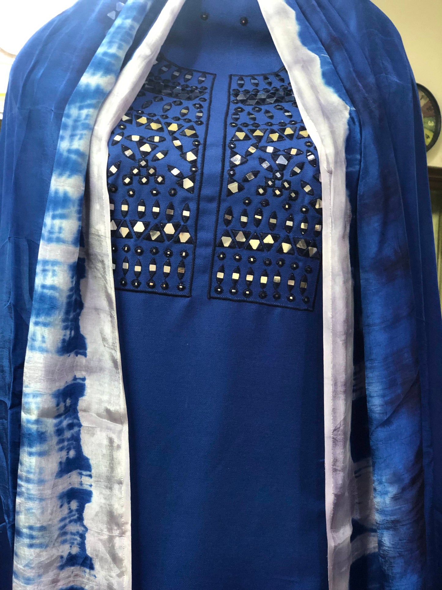 Winter special: 3 piece suit intricately double died  dupatta with embroidery on shirt