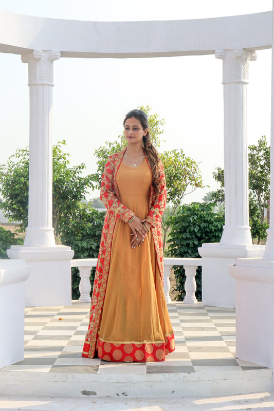 3 Piece  Anarkali along with shrug and dupatta