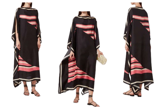 Daily Wear Calf Length Women Printed Satin Silk Fabric Kaftan Kurta